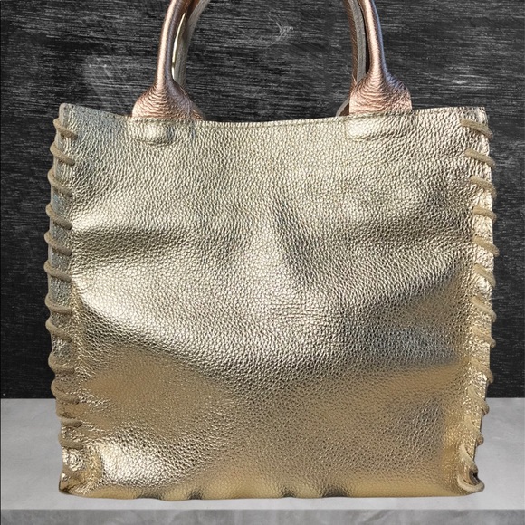 Let and Her Lux designer gold & rose gold leather crossbody. Size:MEDIUM - Picture 1 of 13